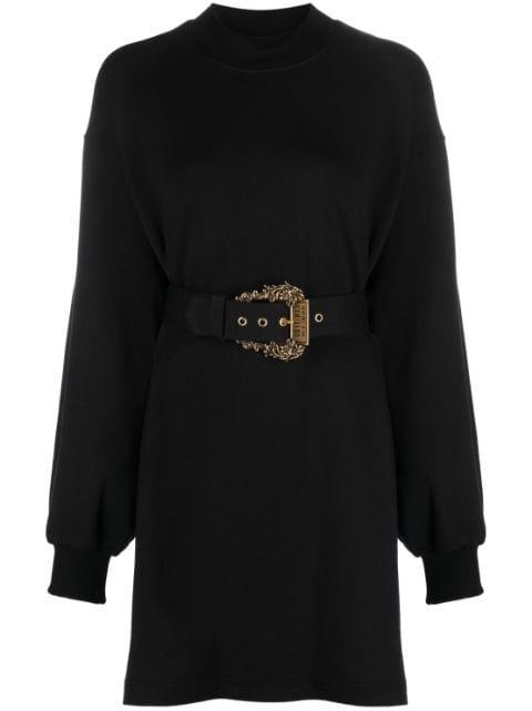 belted long-sleeve minidress by VERSACE