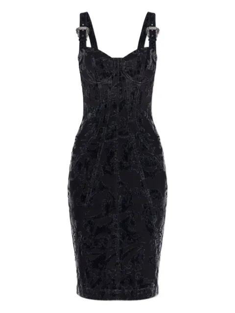 buckled floral-pattern midi cocktail dress by VERSACE