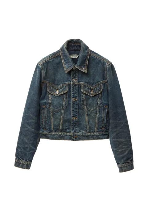 button denim jacket by VERSACE