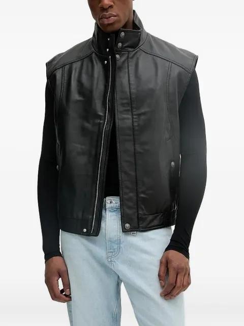 button-fastening leather vest by VERSACE