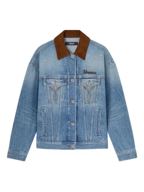 buttoned collar denim jacket by VERSACE