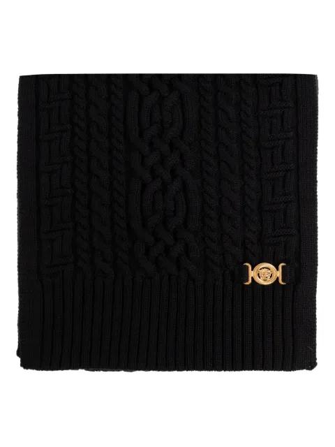 cable-knit virgin-wool scarf by VERSACE