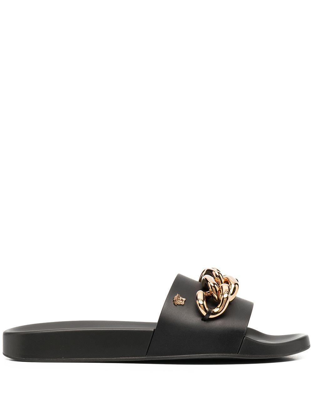 chain-embellished Medusa slides by VERSACE