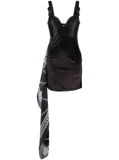 chain link-print scarf-detail minidress by VERSACE