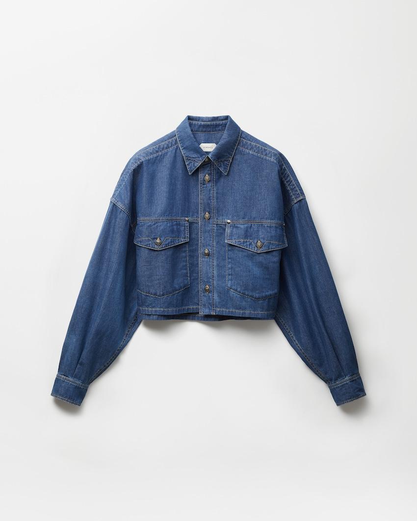 chambray denim crop shirt by VERSACE