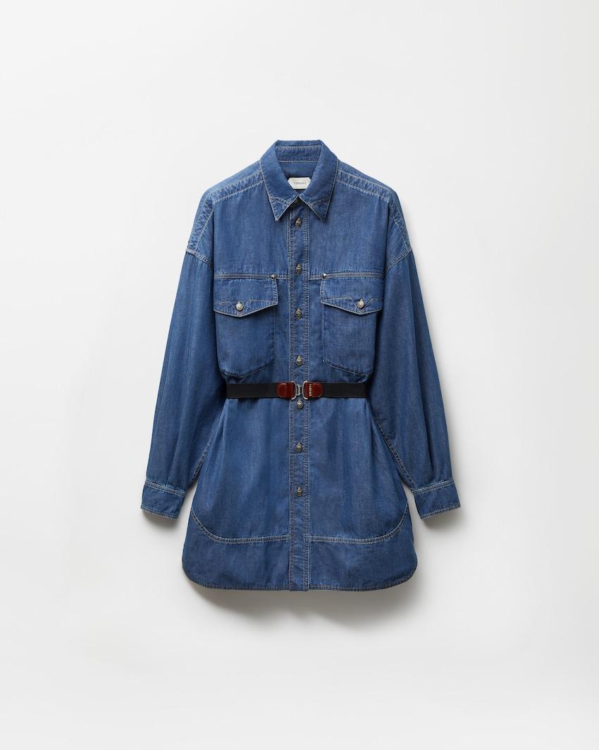 chambray denim mini dress by VERSACE