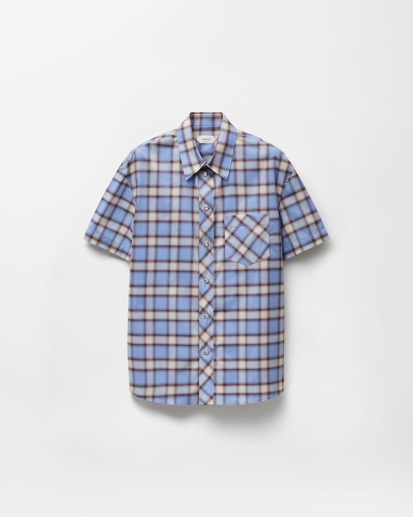 checked cotton-poplin slim shirt by VERSACE