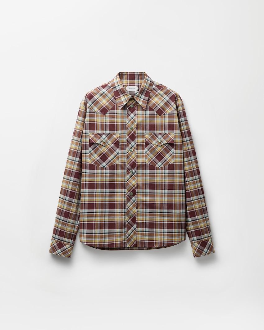 checked cotton-poplin slim shirt by VERSACE
