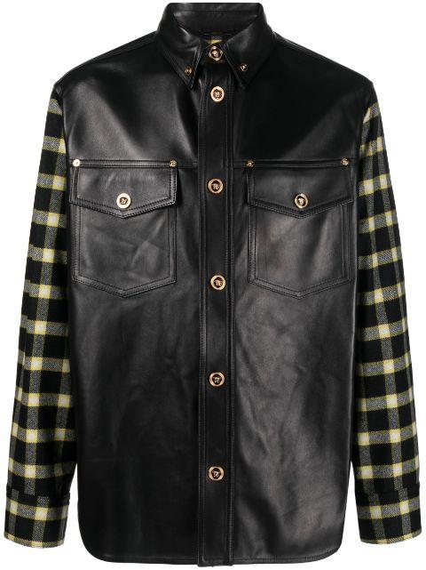 checked-panel shirt jacket by VERSACE
