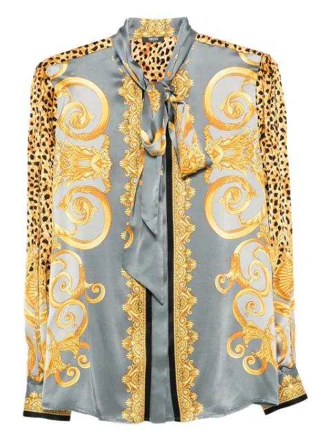 cheetah foulard silk lavallière shirt by VERSACE