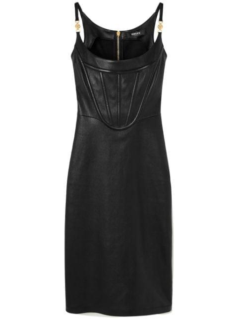 corset-style leather midi dress by VERSACE