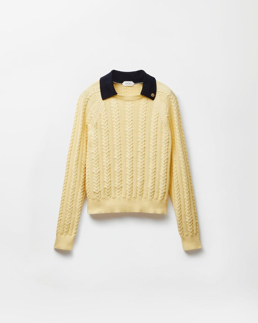 cotton cable knit polo by VERSACE