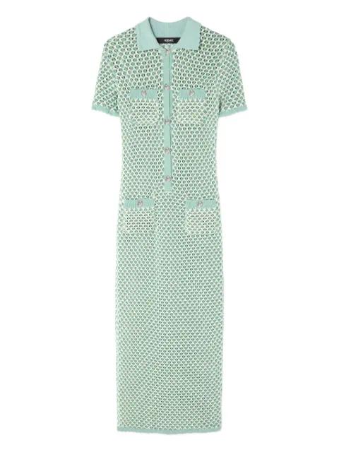 crochet knit polo maxi dress by VERSACE
