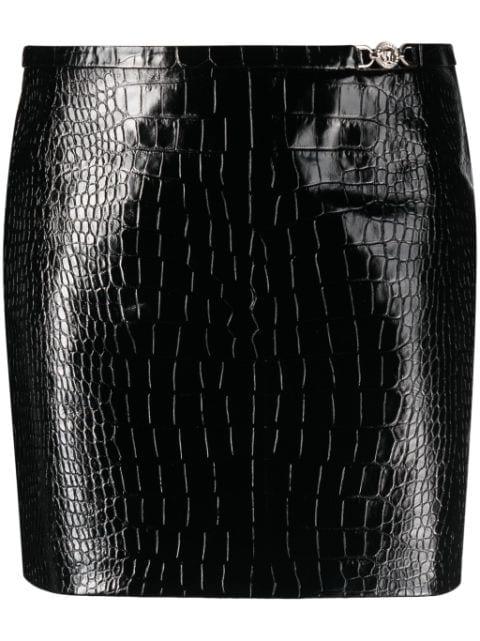 crocodile-effect leather miniskirt by VERSACE