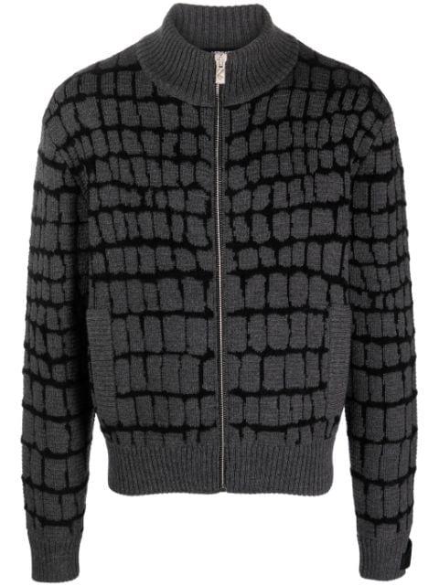 crocodile-jacquard zip-up sweatshirt by VERSACE
