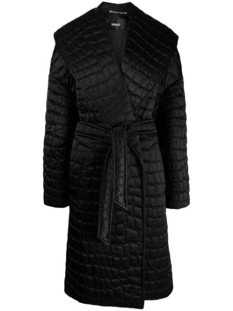 crocodile-pattern quilted coat by VERSACE