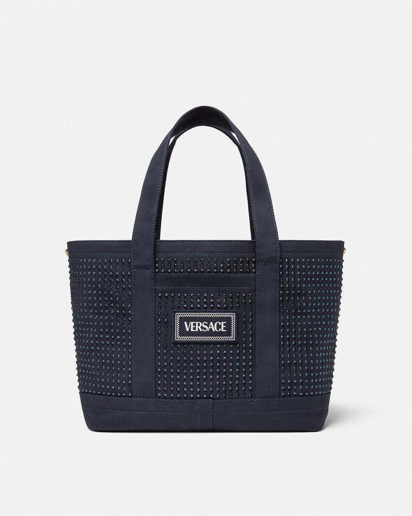 crystal 90s vintage logo kids large tote bag by VERSACE