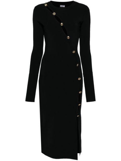 decorative-buttons knitted midi dress by VERSACE