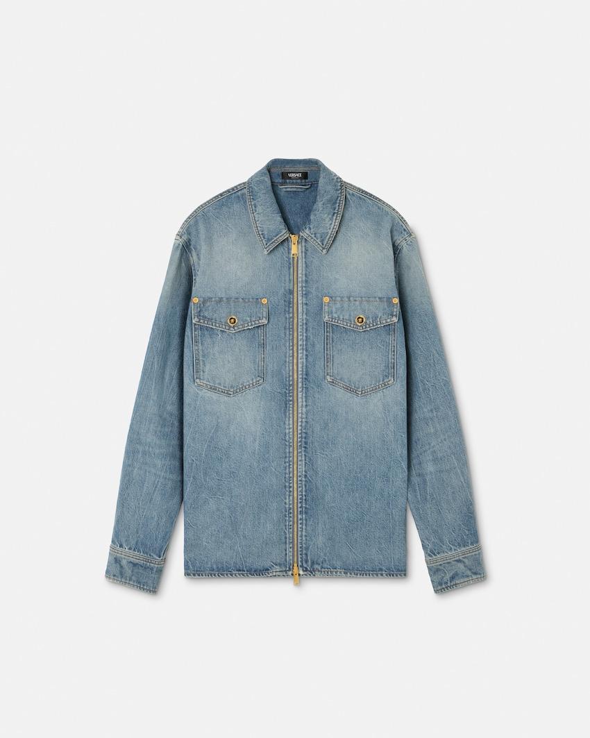 denim zip overshirt by VERSACE