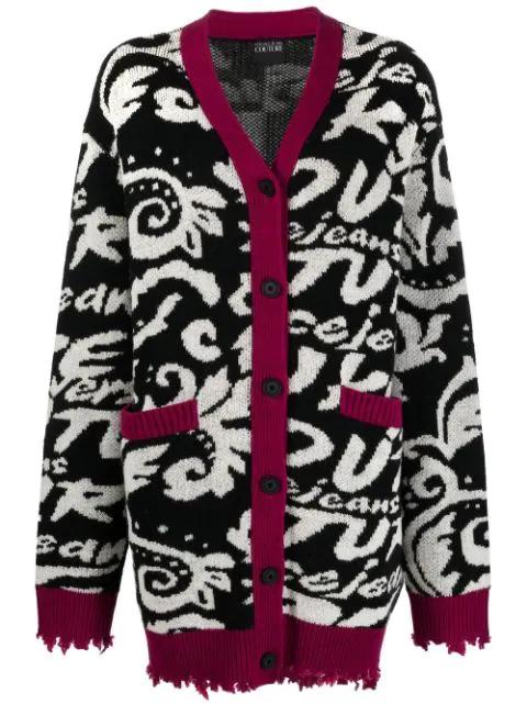 distressed-effect cardi-coat by VERSACE