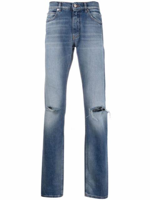 distressed-effect straight-leg jeans by VERSACE