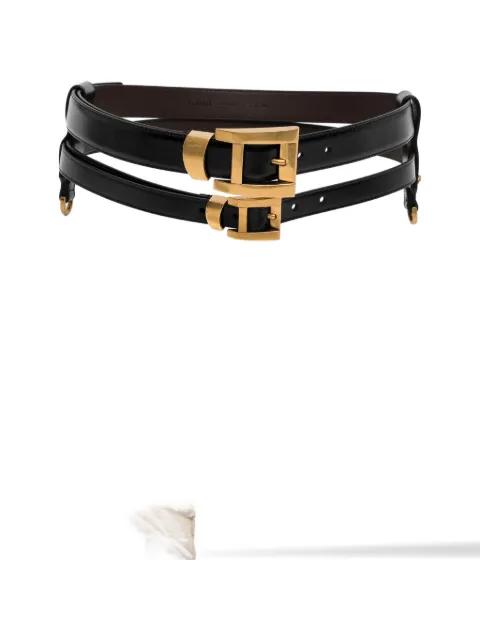 double-strap leather belt by VERSACE