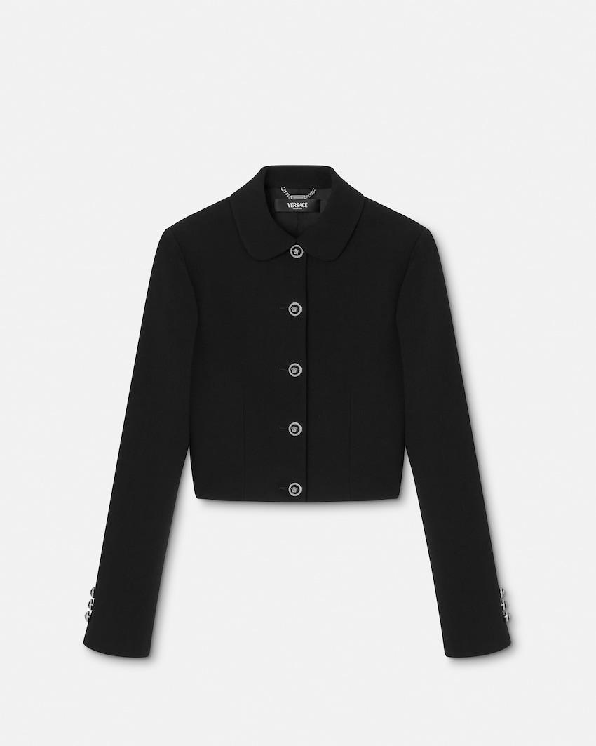 double-wool crepe crop jacket by VERSACE