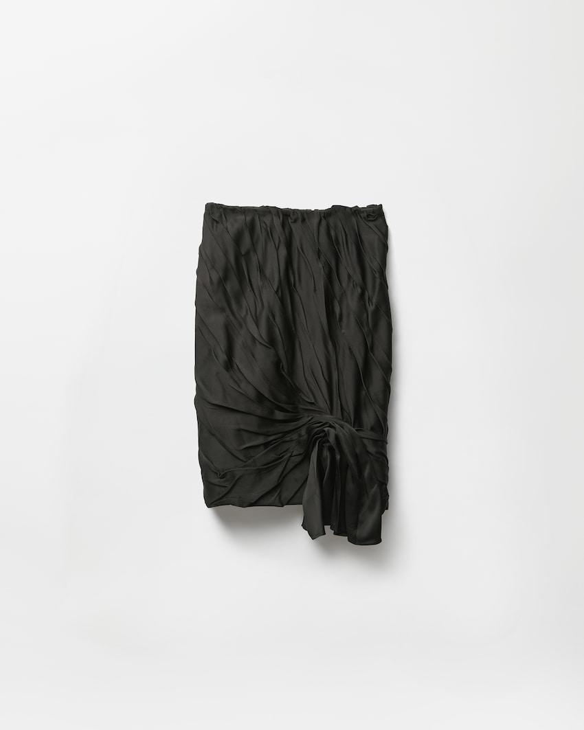draped envers-satin midi skirt by VERSACE