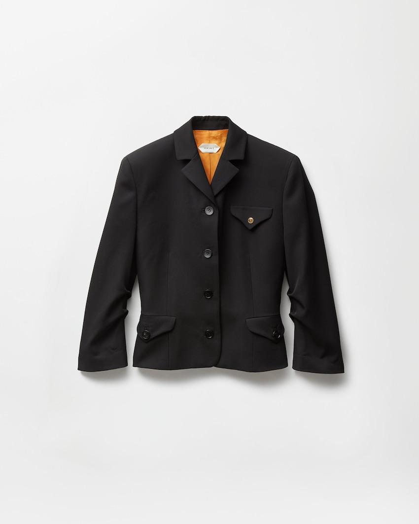 draped grain de poudre wool jacket by VERSACE