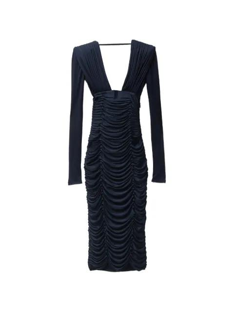 draped silk crêpe jersey midi dress by VERSACE