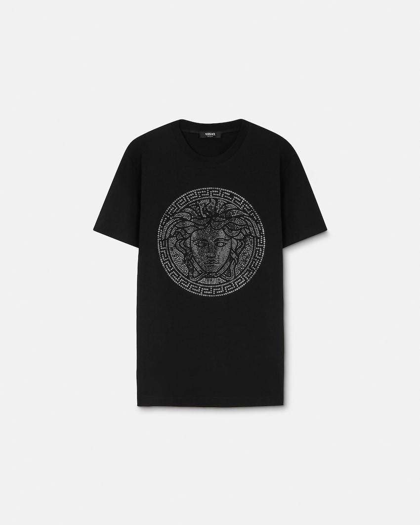 embellished cotton-jersey slim t-shirt by VERSACE