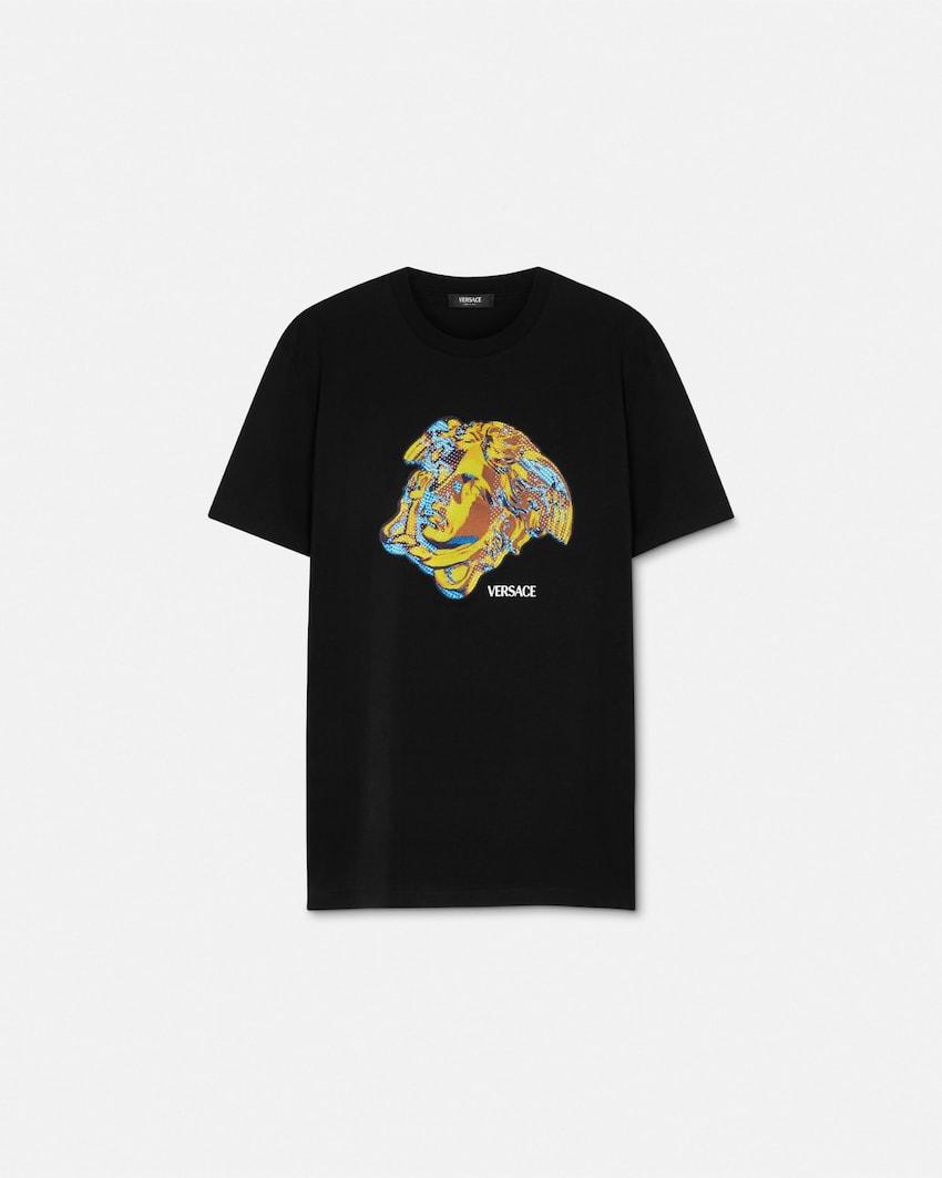 embellished cotton-jersey t-shirt by VERSACE