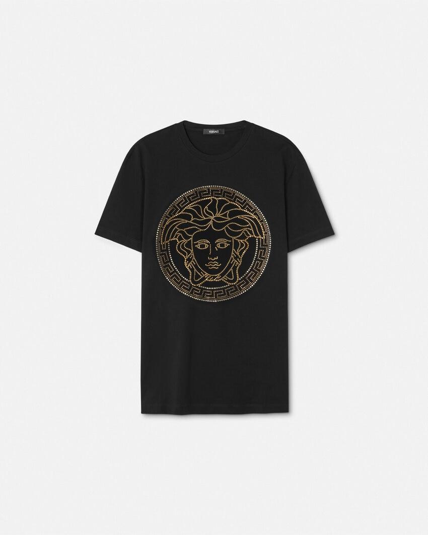 embellished cotton-jersey t-shirt by VERSACE