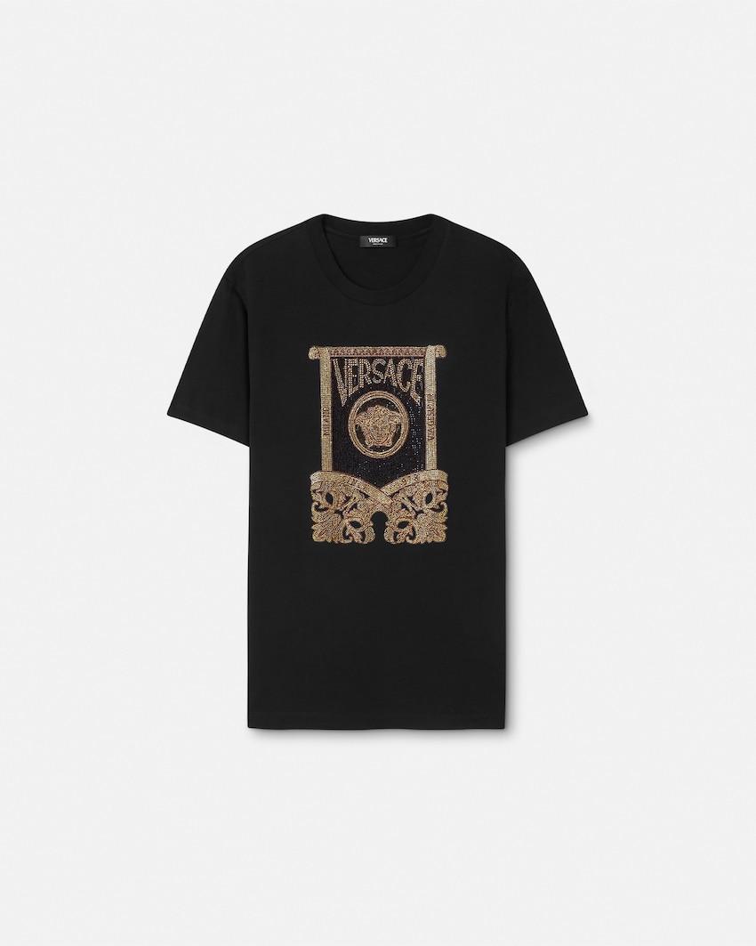 embellished cotton-jersey t-shirt by VERSACE