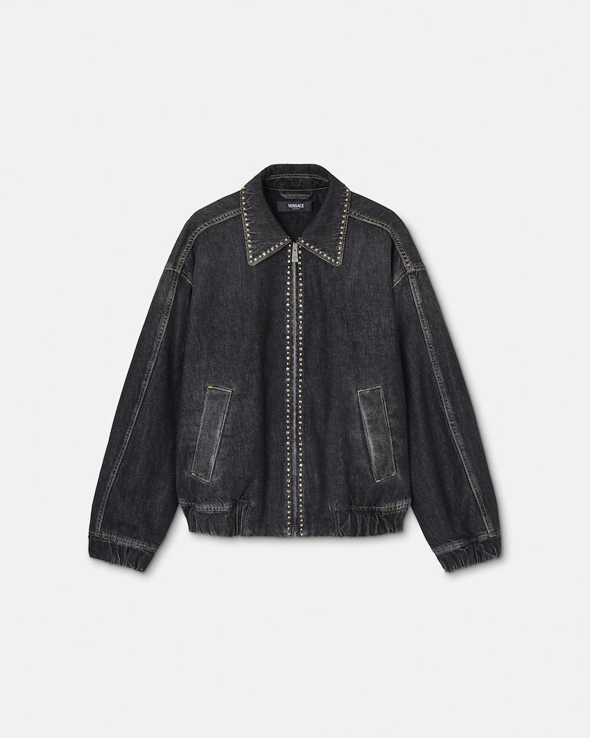 embellished denim blouson by VERSACE