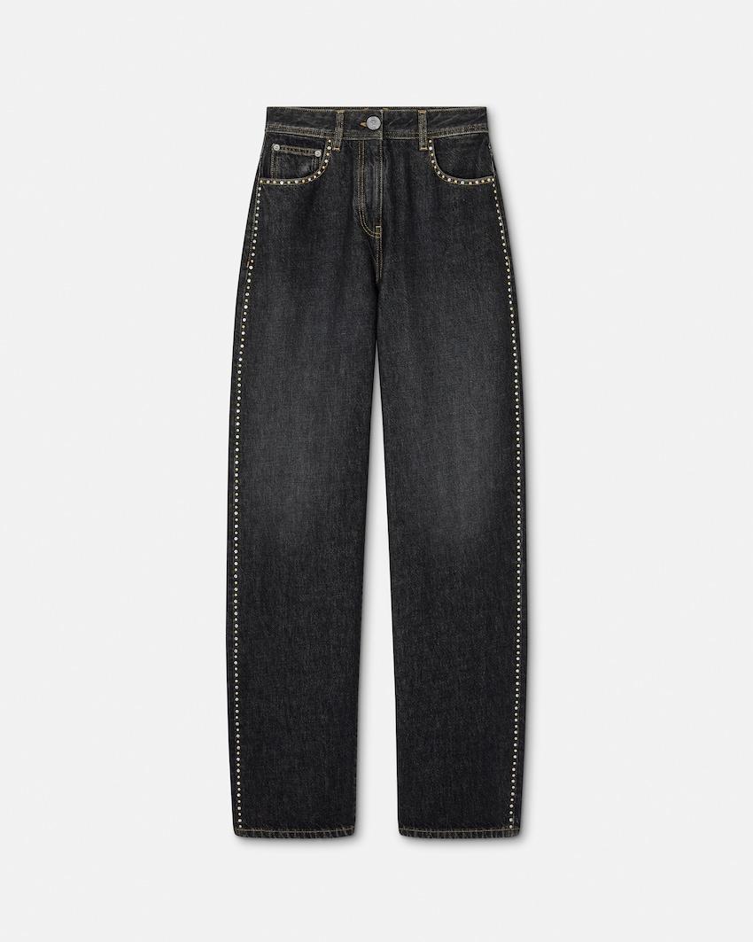 embellished high-waist regular jeans by VERSACE