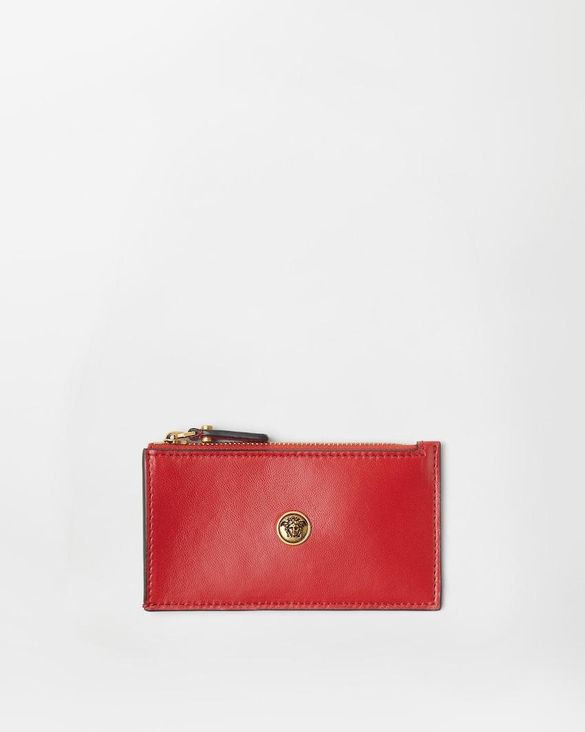 embleme leather zip card holder by VERSACE