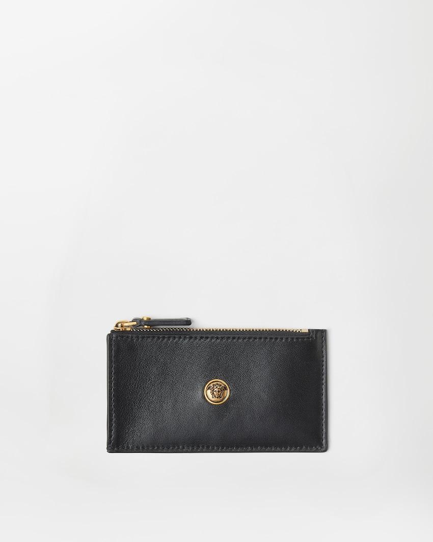 embleme leather zip card holder by VERSACE