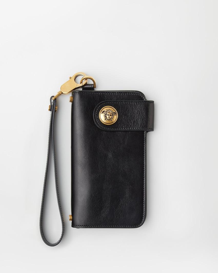 embleme long leather wallet by VERSACE