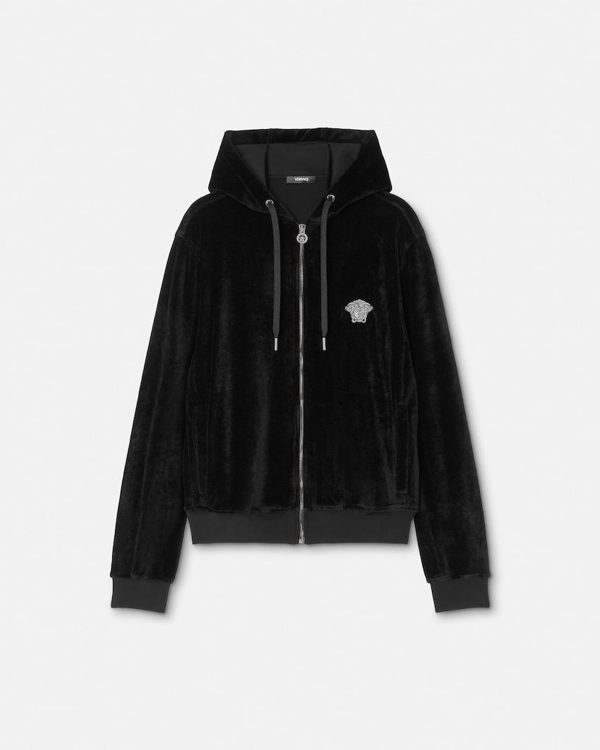 embroidered chenille zip hoodie by VERSACE
