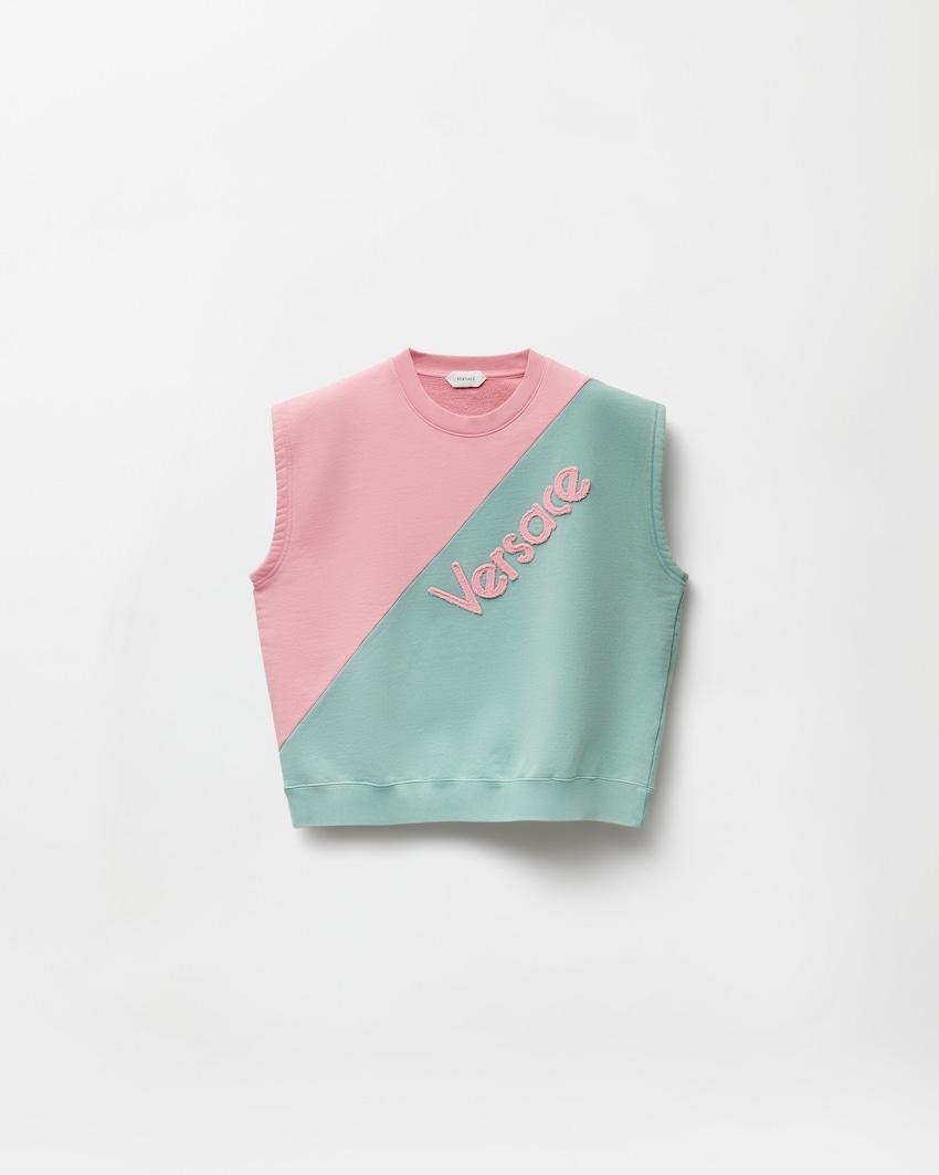 embroidered cotton-jersey short-sleeved sweatshirt by VERSACE