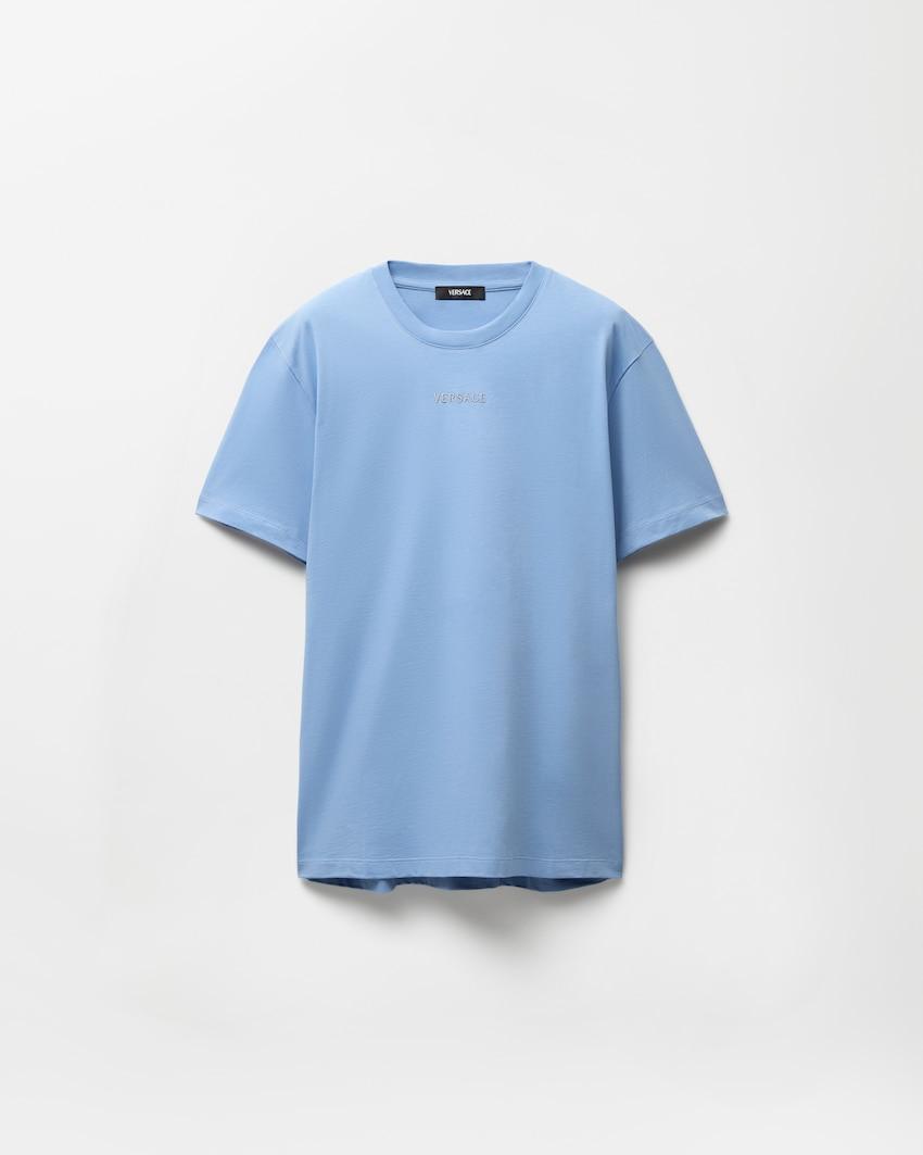 embroidered cotton-jersey slim t-shirt by VERSACE