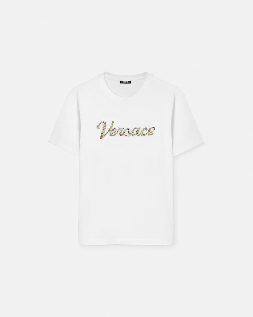 embroidered cotton-jersey t-shirt by VERSACE