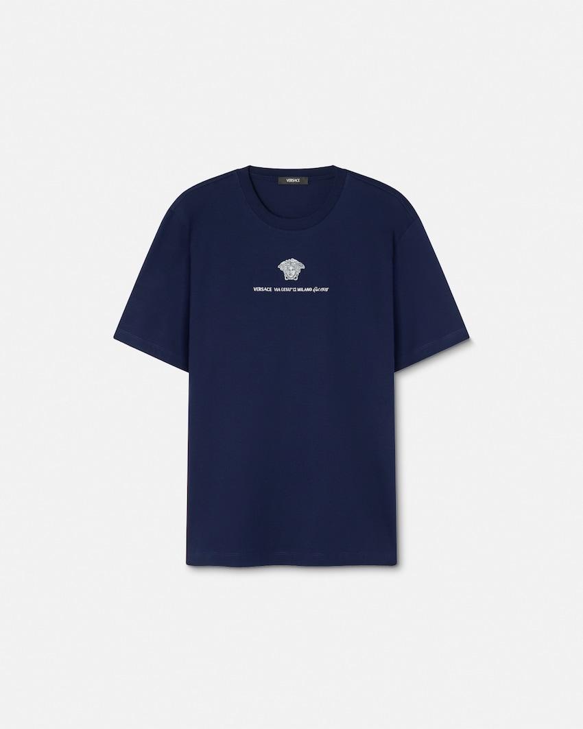 embroidered cotton-jersey t-shirt by VERSACE