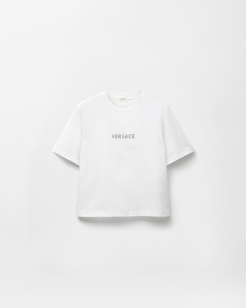 embroidered cotton-jersey t-shirt by VERSACE