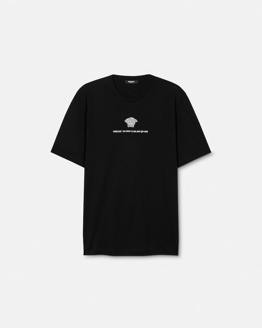 embroidered cotton-jersey t-shirt by VERSACE