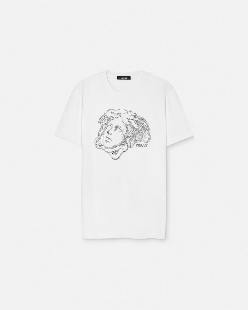 embroidered cotton-jersey t-shirt by VERSACE
