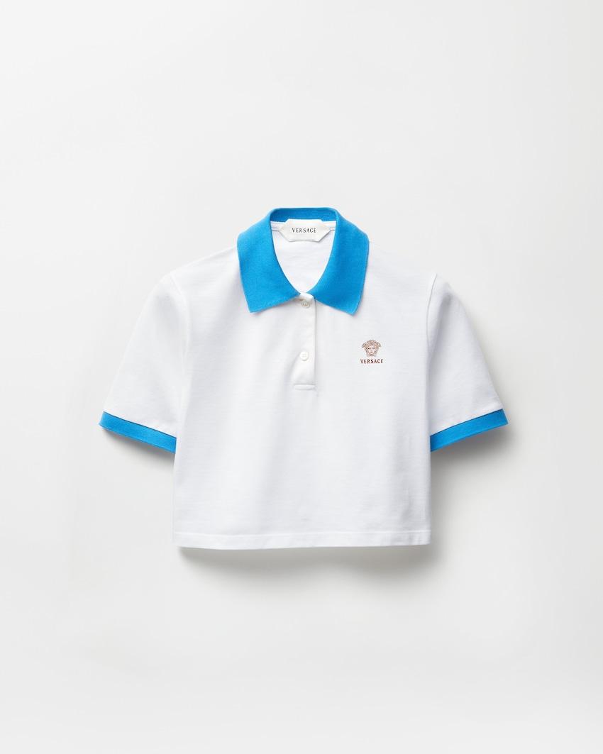 embroidered cotton pique polo by VERSACE