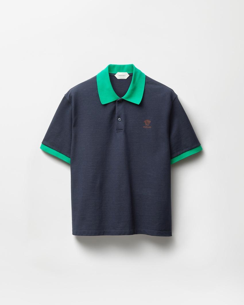 embroidered cotton pique polo by VERSACE