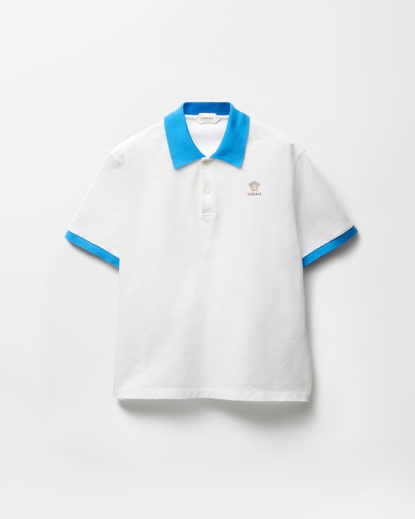 embroidered cotton pique polo by VERSACE